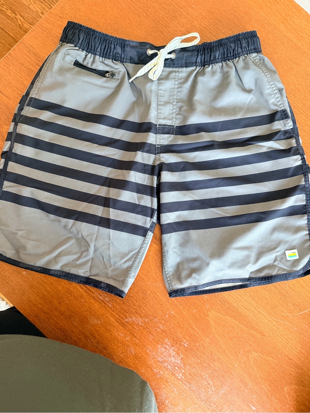 Vuori Men's Olivr Swim Shorts with Black Stripes